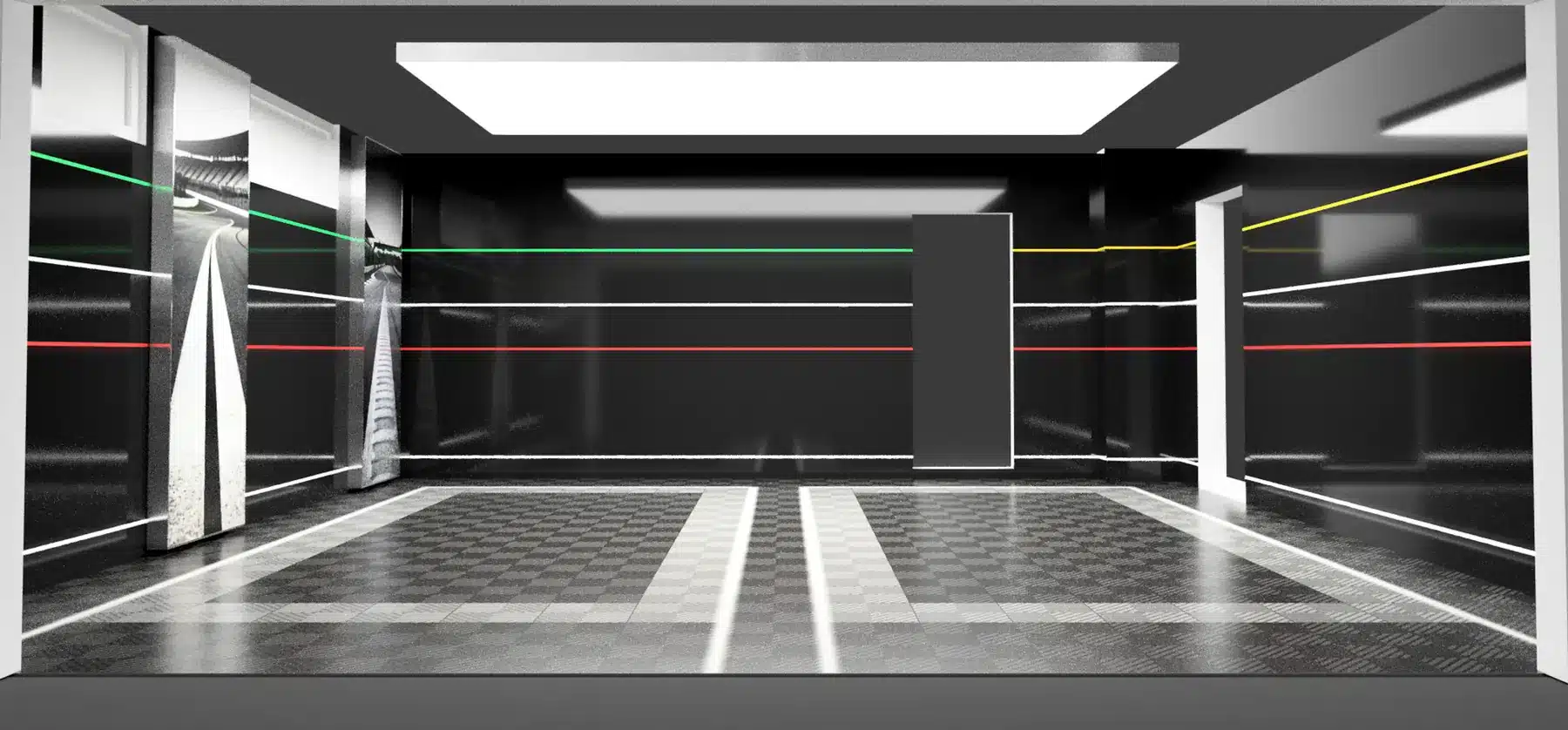 3D-Rendering der Sportwagen-Garage aus der Planungsphase